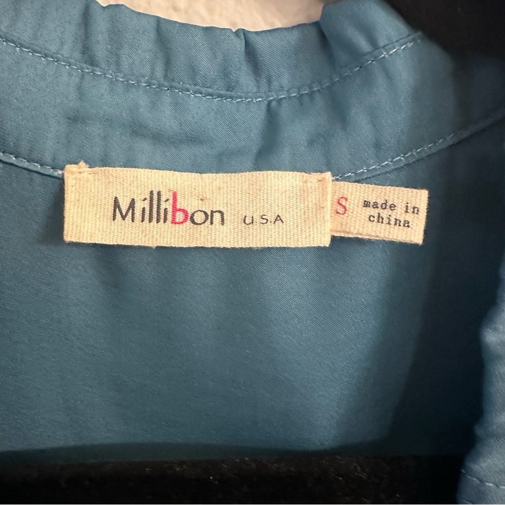 Millibon Teal, Small, Button Down Collared Long S… - image 4
